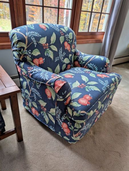 blue floral slipcover