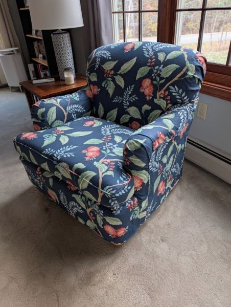 blue floral slipcover