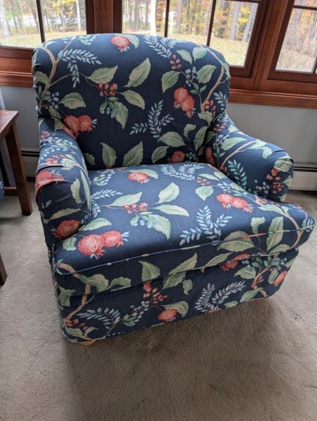 blue floral slipcover