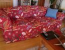 semi fitted red winter slipcover