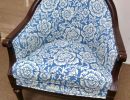 blue floral curved chair