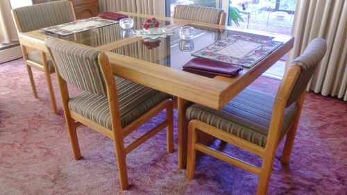 green stripe dining room chairs