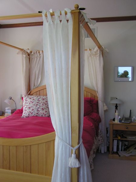 tab tied bed frame curtains